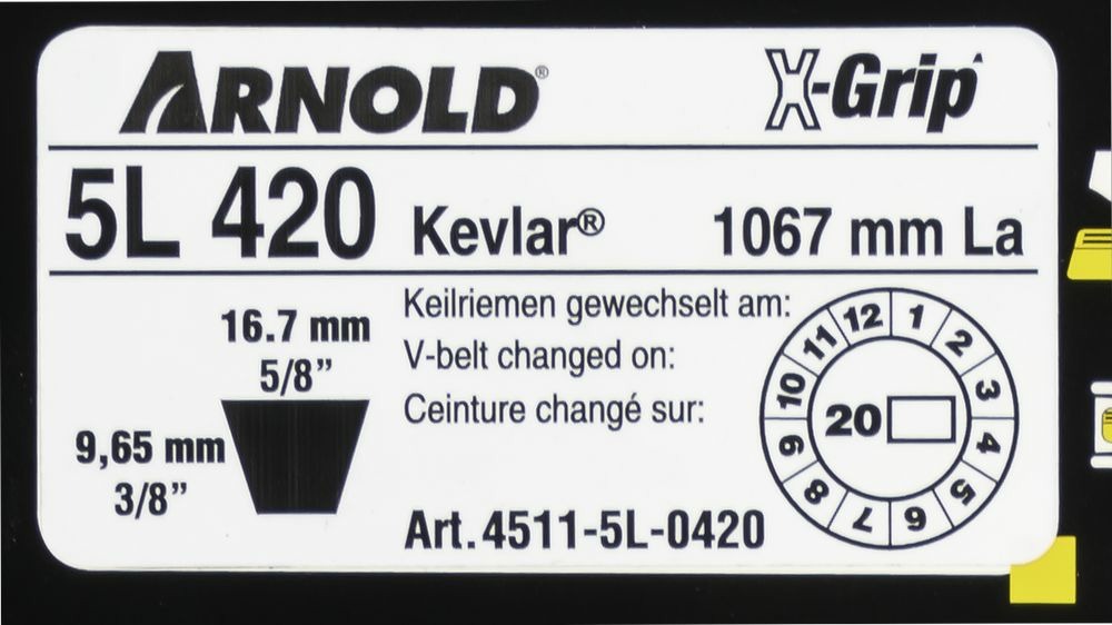 Courroie trapézoïdale x-grip v de type 5l420