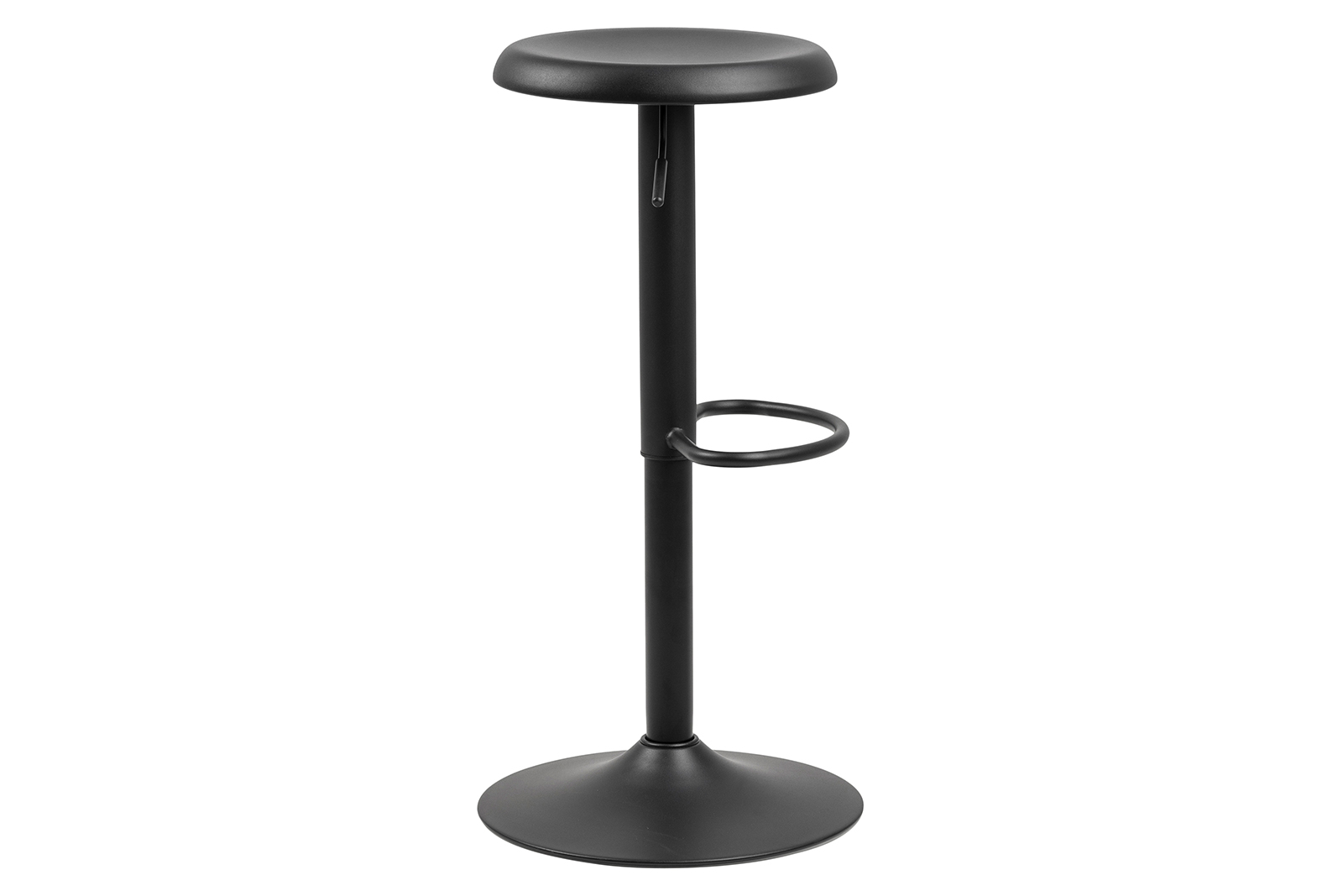 Finch barstol Matt sort metallsete og -understell med fotstøtte.
