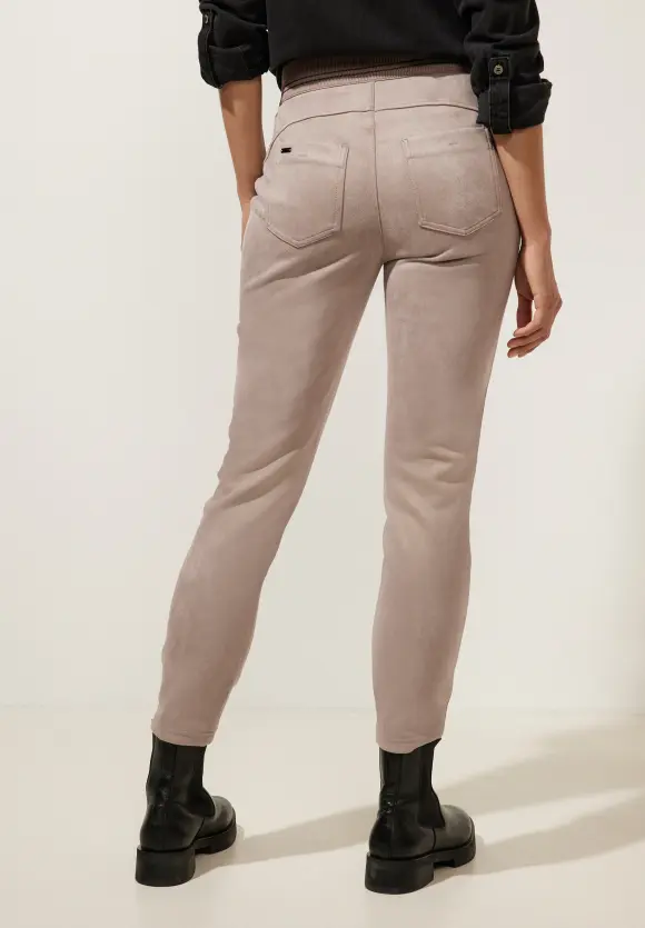Skinny Hose in Velour Optik - faded mocca