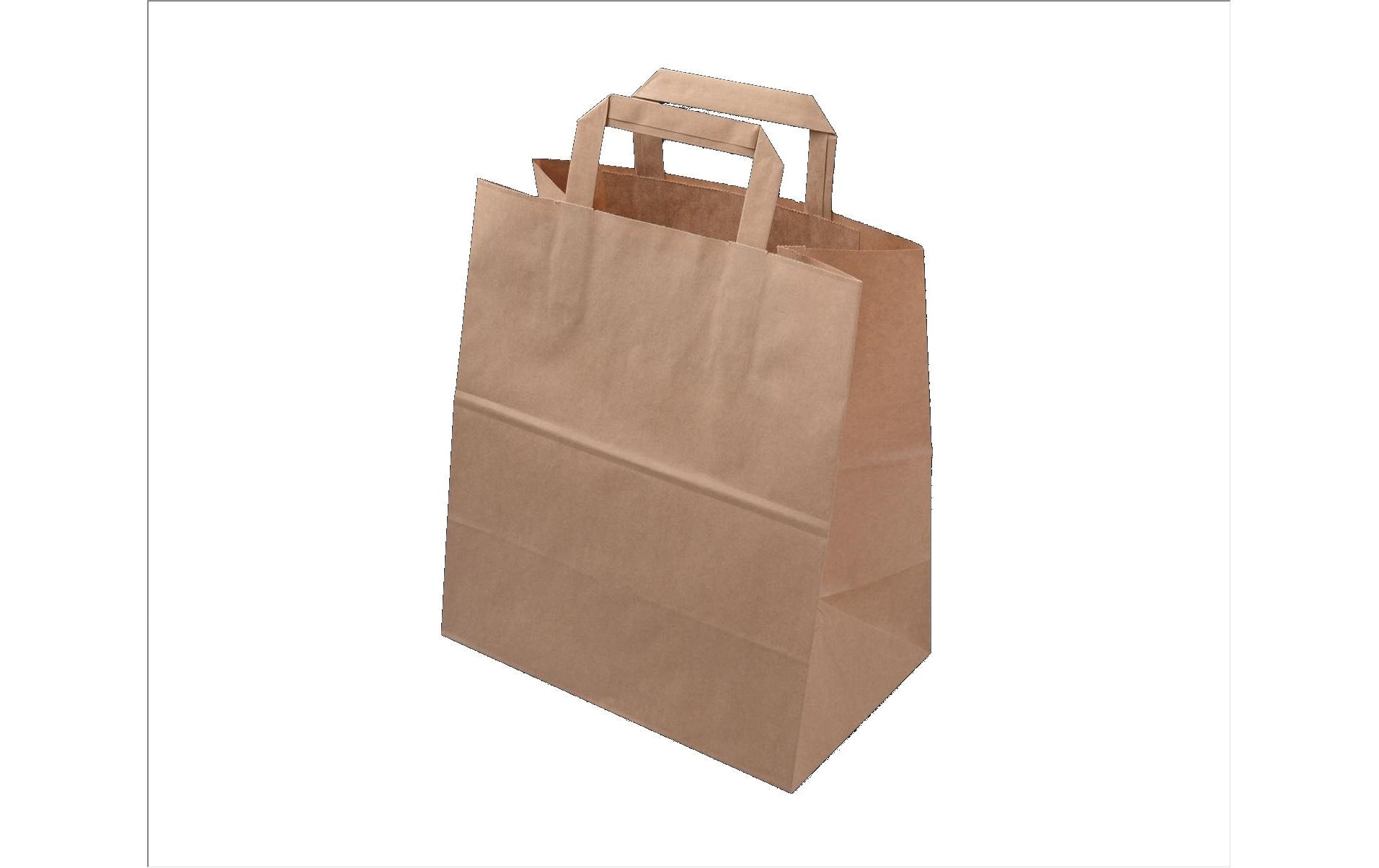 Geschenktüte mit Flachhenkel 26 x 16 x 29 cm 50 Stück, BraunPapiertasche