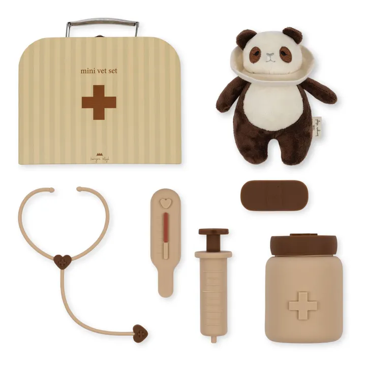 Konges Sløjd Valise de vétérinaire et ses accessoires Panda | Beige