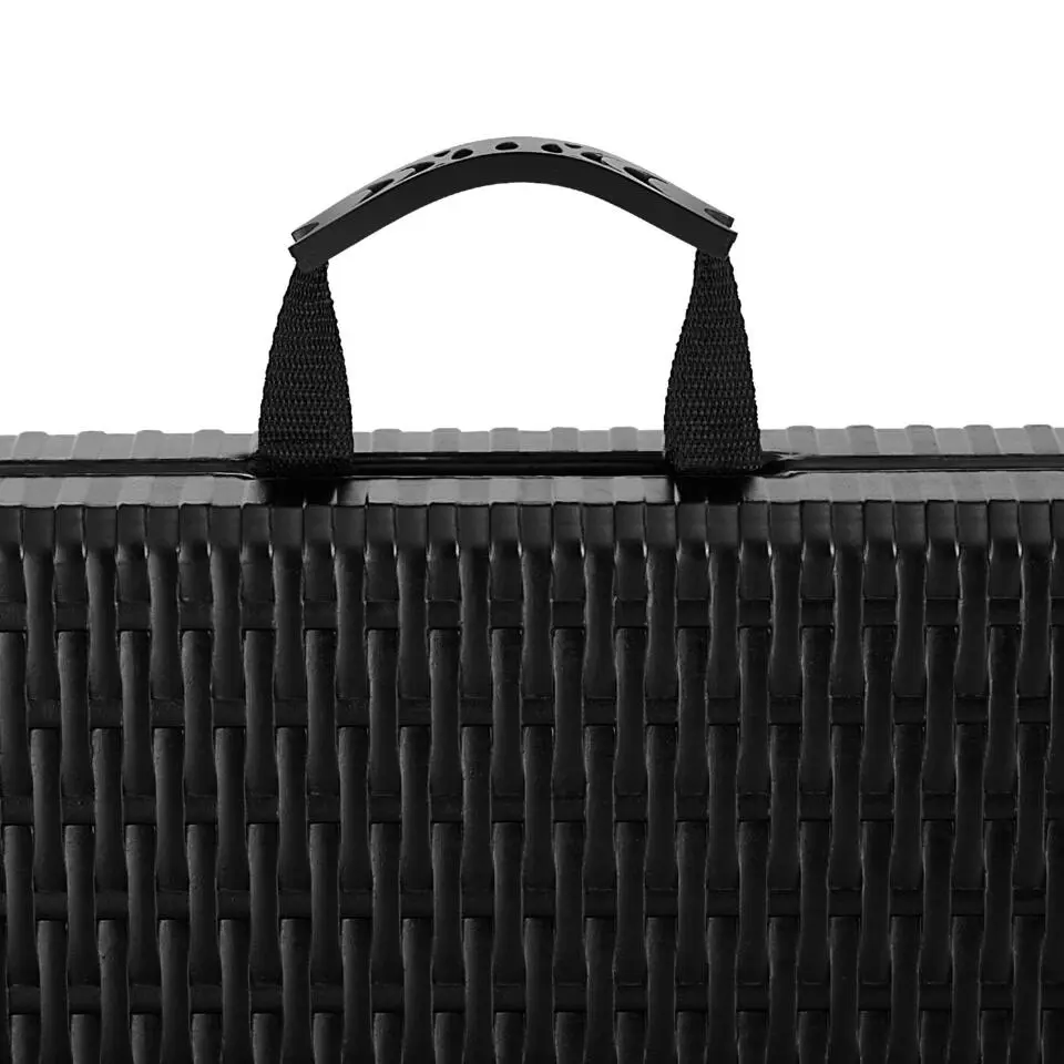 tectake Campingtafelset Vani inklapbaar in wicker-look, Zwart-wicker Look