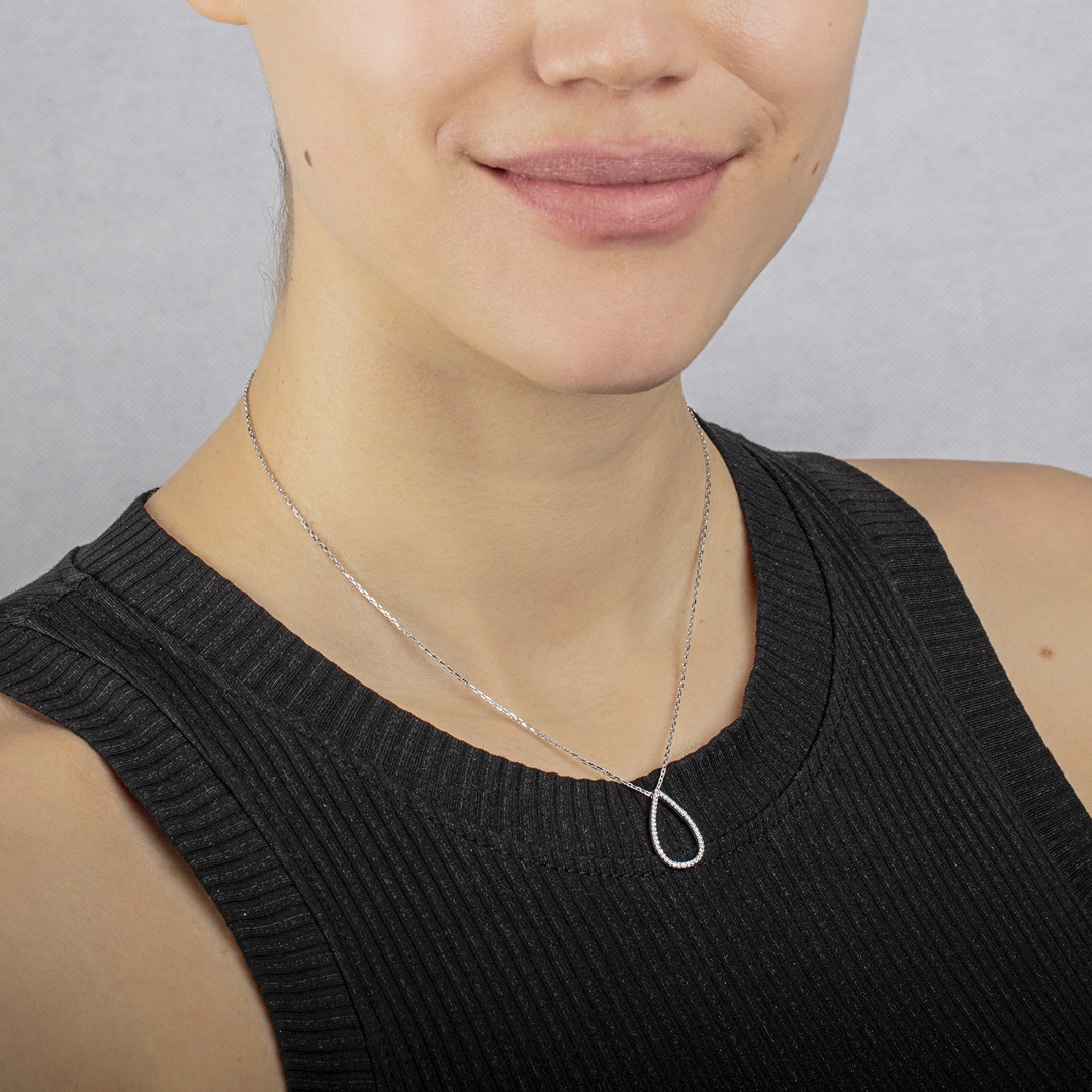 Collier mit Anhänger 925 Silber rhodiniert mit Zirkonia 43cm