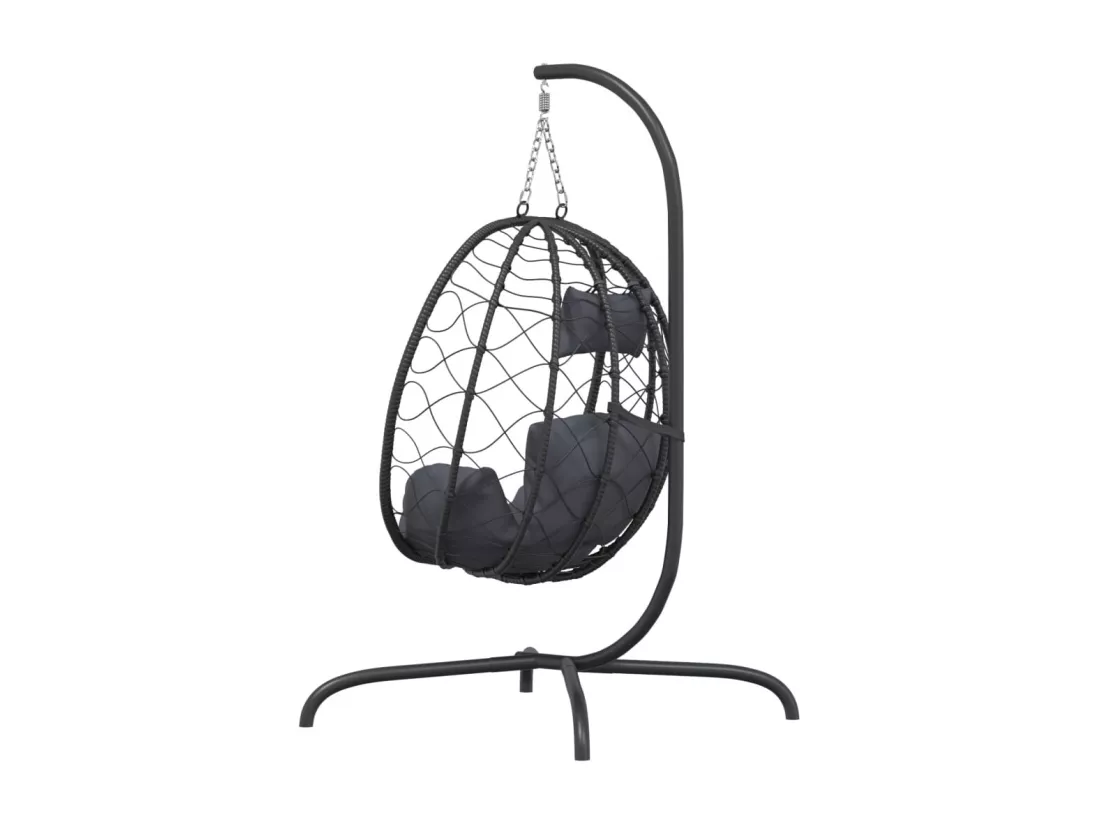 Chaise suspendue en forme d'œuf avec coussin Anthracite