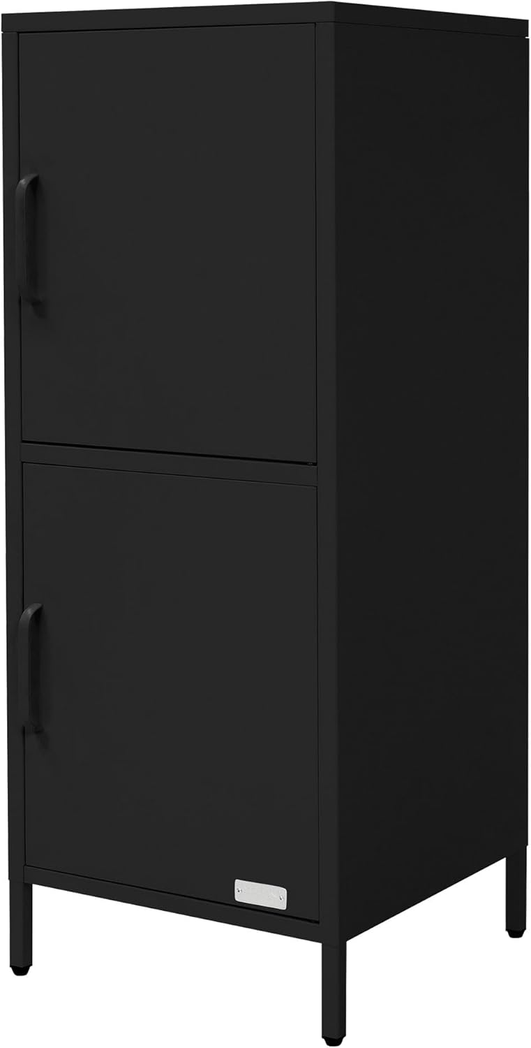ML-Design Aktenschrank 40x101,5x40 cm, Schwarz, aus Stahl, Büroschrank mit 2 Türen und verstellbaren Regalböden, Mehrzweckschrank Metallschrank Stahlschrank, Aufbewahrungsschrank für Büro & Homeoffice