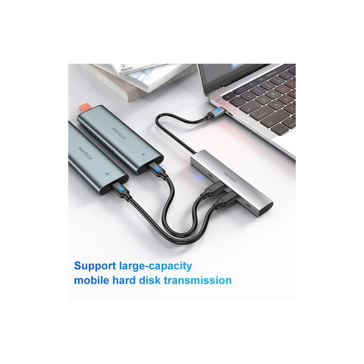 NÖRDIC Gen2 3.2 USB-C 4-porters Hub 10Gbps 19cm kabel 4xUSB-C