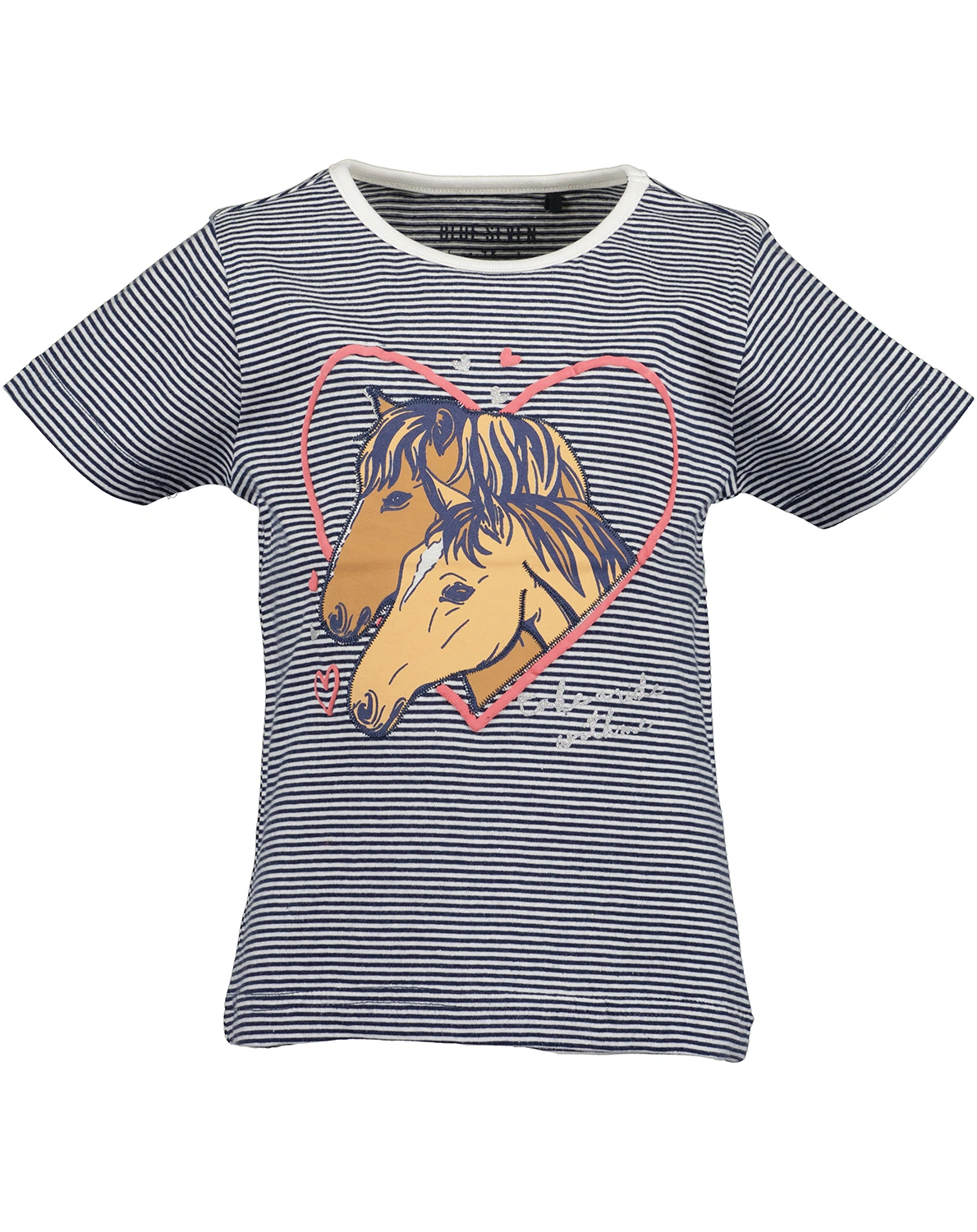 T-Shirt HORSES in blau/weiß gestreift