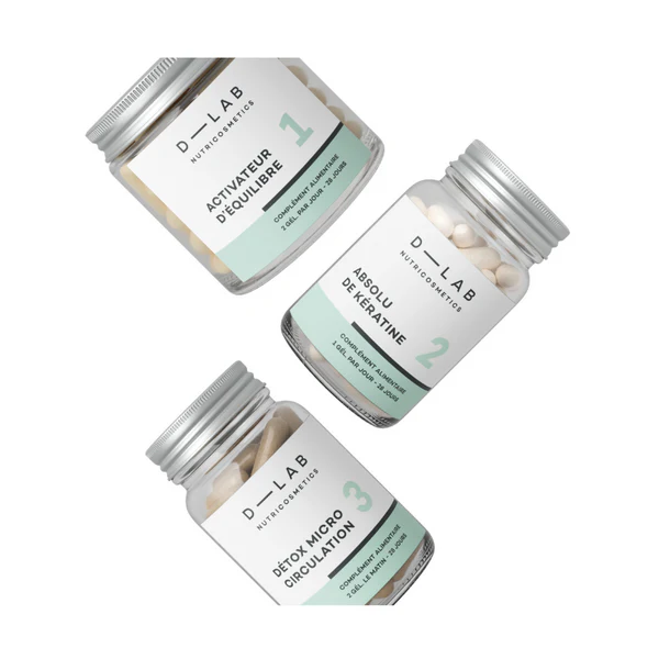 D-lab Programme Masse Capillaire | Chute & Cheveux affinés - Cure 1 mois FLACONS EN VERRE - GÉLULES VÉGÉTALES
