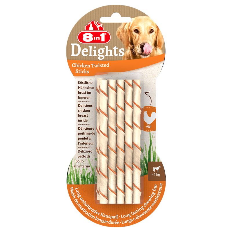 8in1 Delights Bâtonnets torsadés poulet pour petit chien