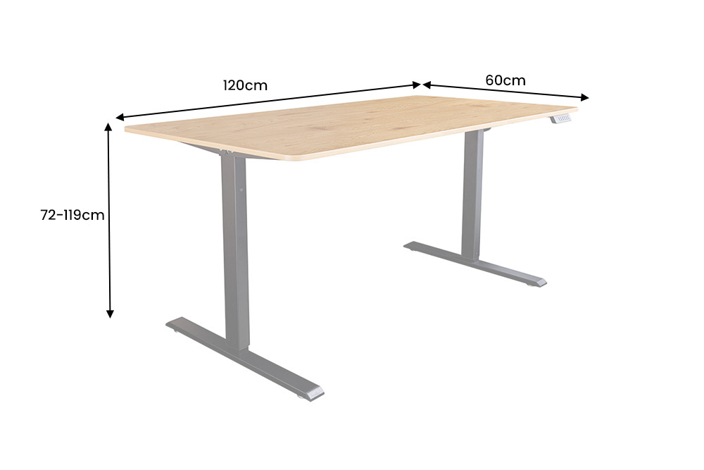 Höhenverstellbarer Schreibtisch OAK DESK 120cm natur Eiche schwarz Metall