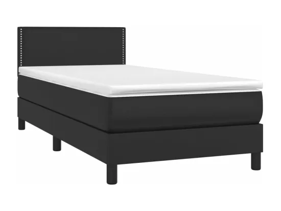 Sommier tapissier avec matelas et LED Noir 90x190 cm Similicuir