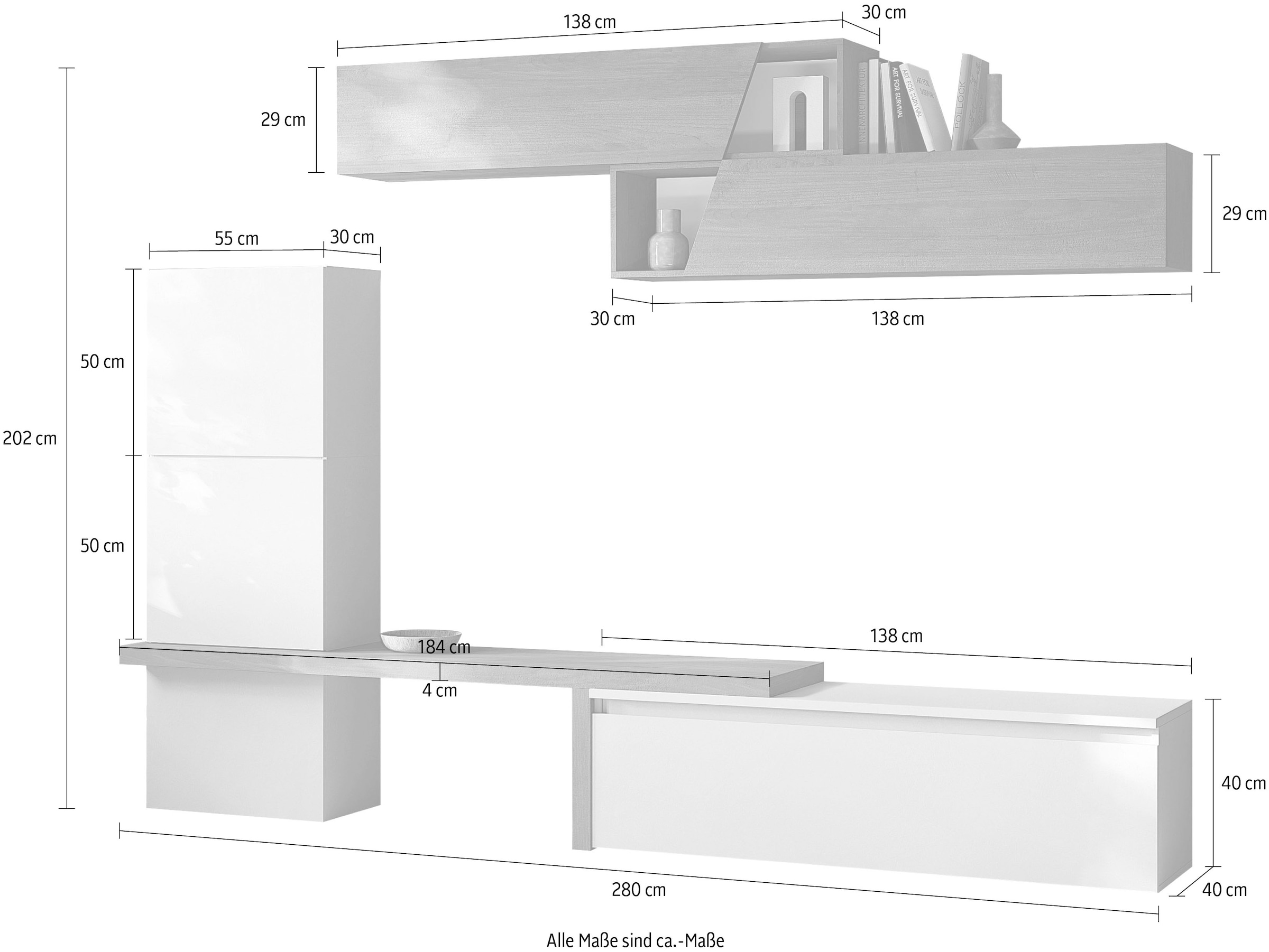 INOSIGN Wohnwand »Infinity, 7tlg. Breite 280 cm, moderne Mediawand« 7 Stk. tlg.