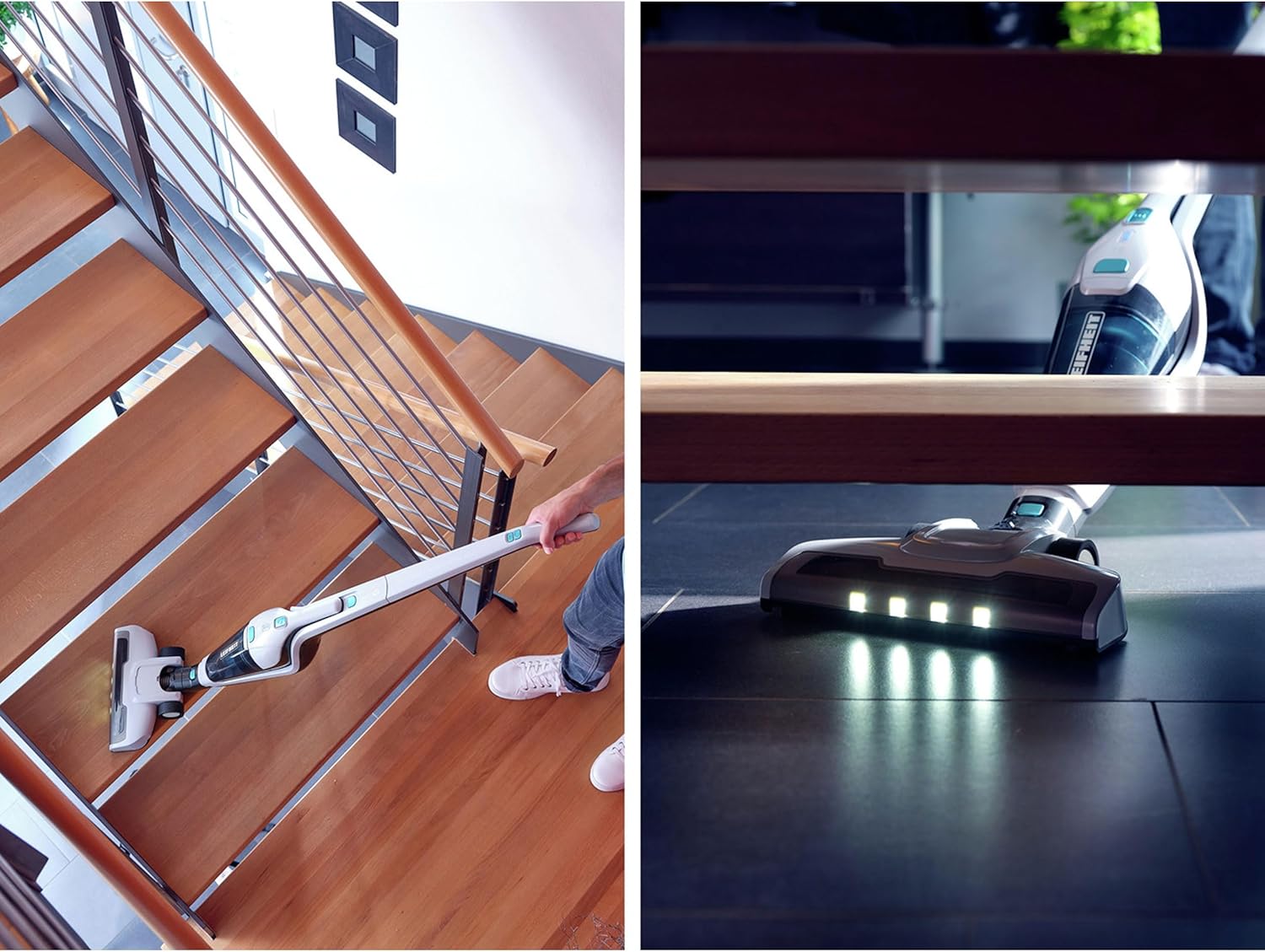 Leifheit Akku Staubsauger Rotaro PowerVac 2in1 16V, mit 2in1 Funktion, Boden- und Handstaubsauger, kabelloses staubsaugen, beuttellos mit Zyklon-Technologie, bis zu 35 Minuten Laufzeit