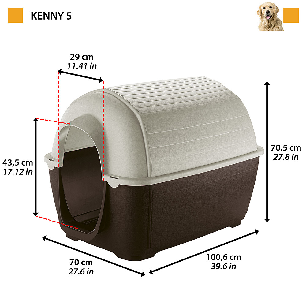 Ferplast niche d'extérieur pour chiens kenny 05, habitat pour chiens en résine thermo-plastique, résistant aux chocs et rayons uv,