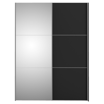 Kledingkast Janneke zwart met spiegel 202x152x64 cm