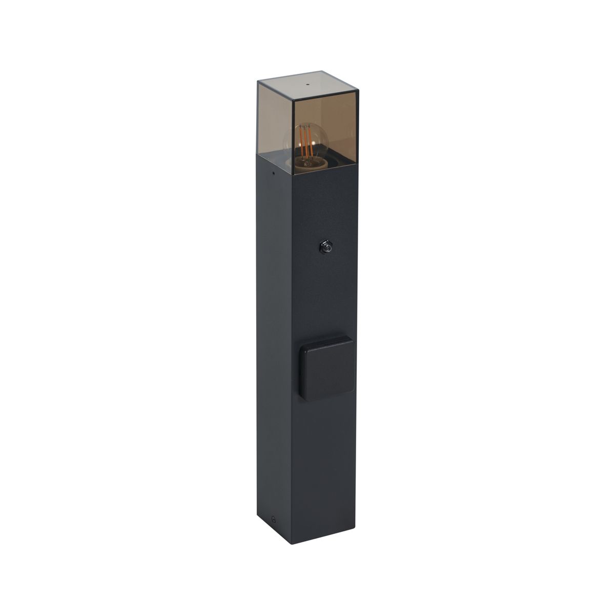 Modern buiten paaltje zwart met smoke glas 50cm met schemersensor IP44 - Denmark