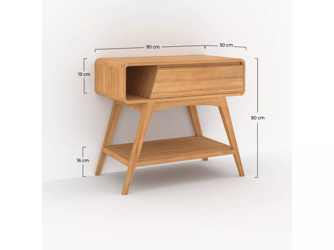 Meuble de salle de bain en bois de teck 90 cm - Kafa