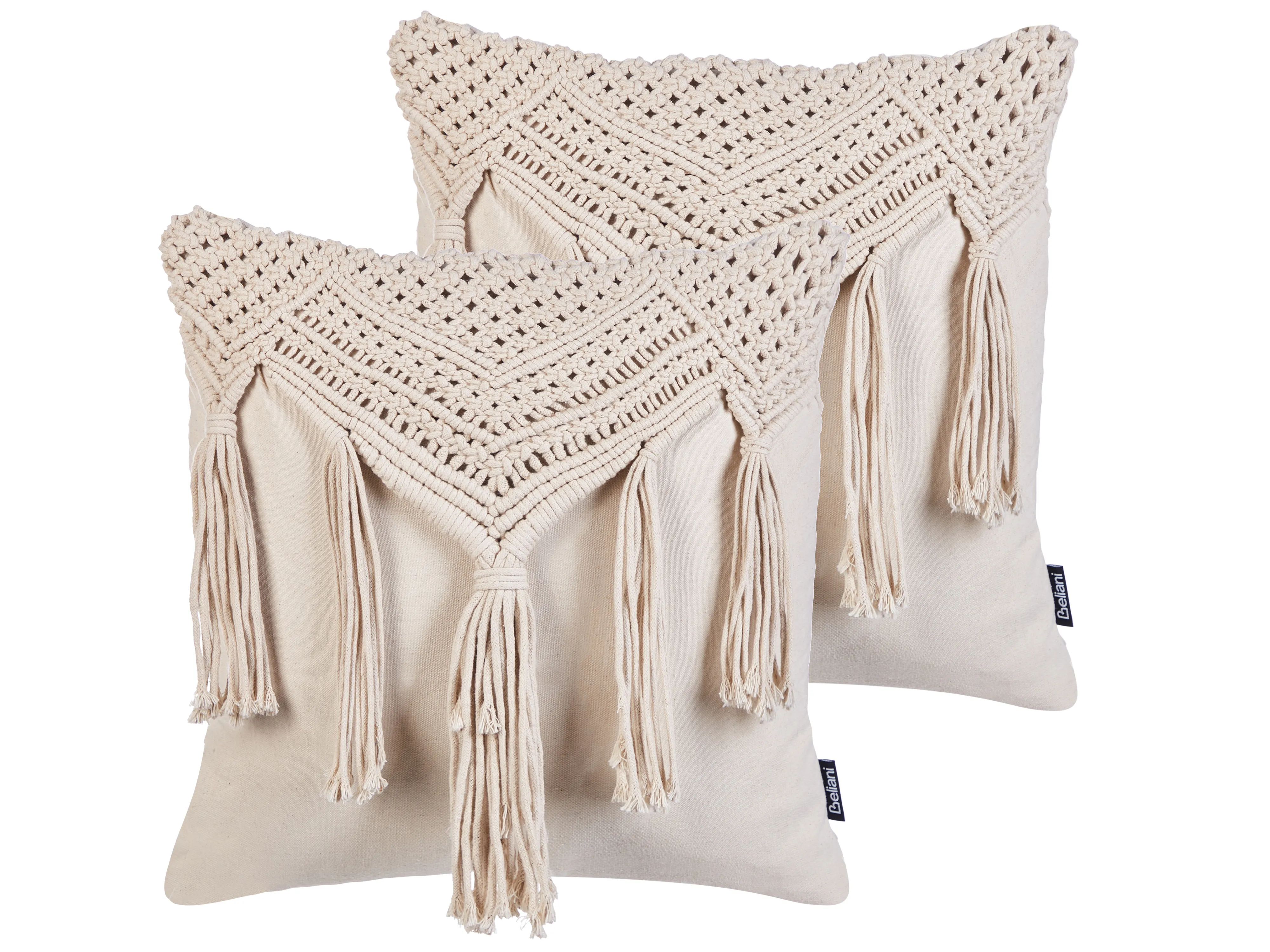 Set van 2 sierkussens BEDADI Katoen 45 x 45 cm Lichtbeige geometrisch patroon
