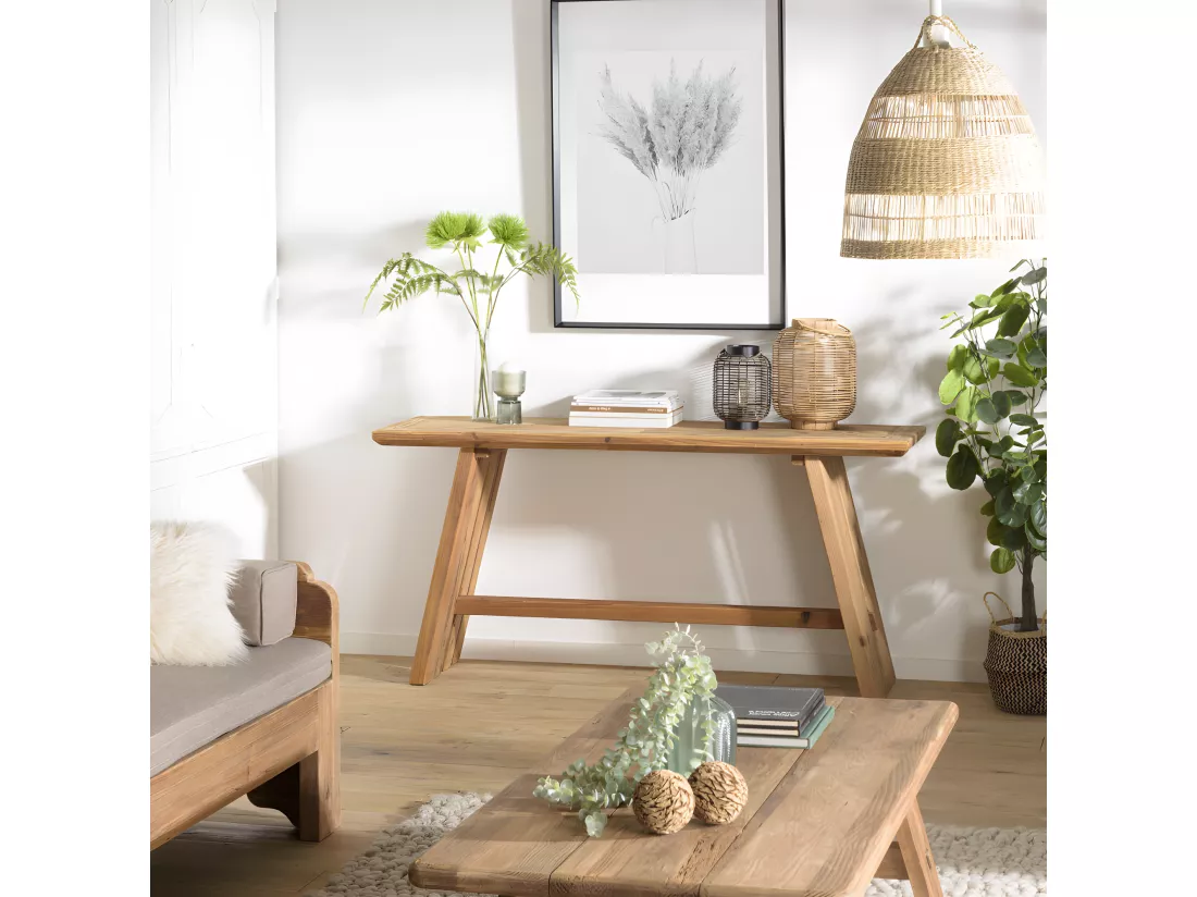 ANDRIAN - Console 160x45cm bois Pin recyclé