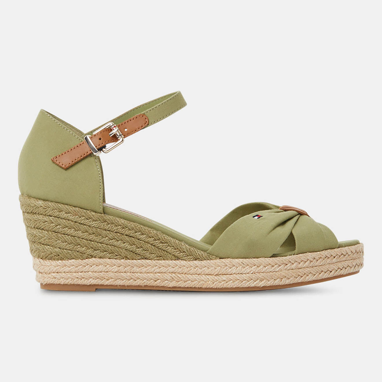 Tommy Hilfiger Sandales compensées Basic Opened Toe kaki - Talon 6.5 cm