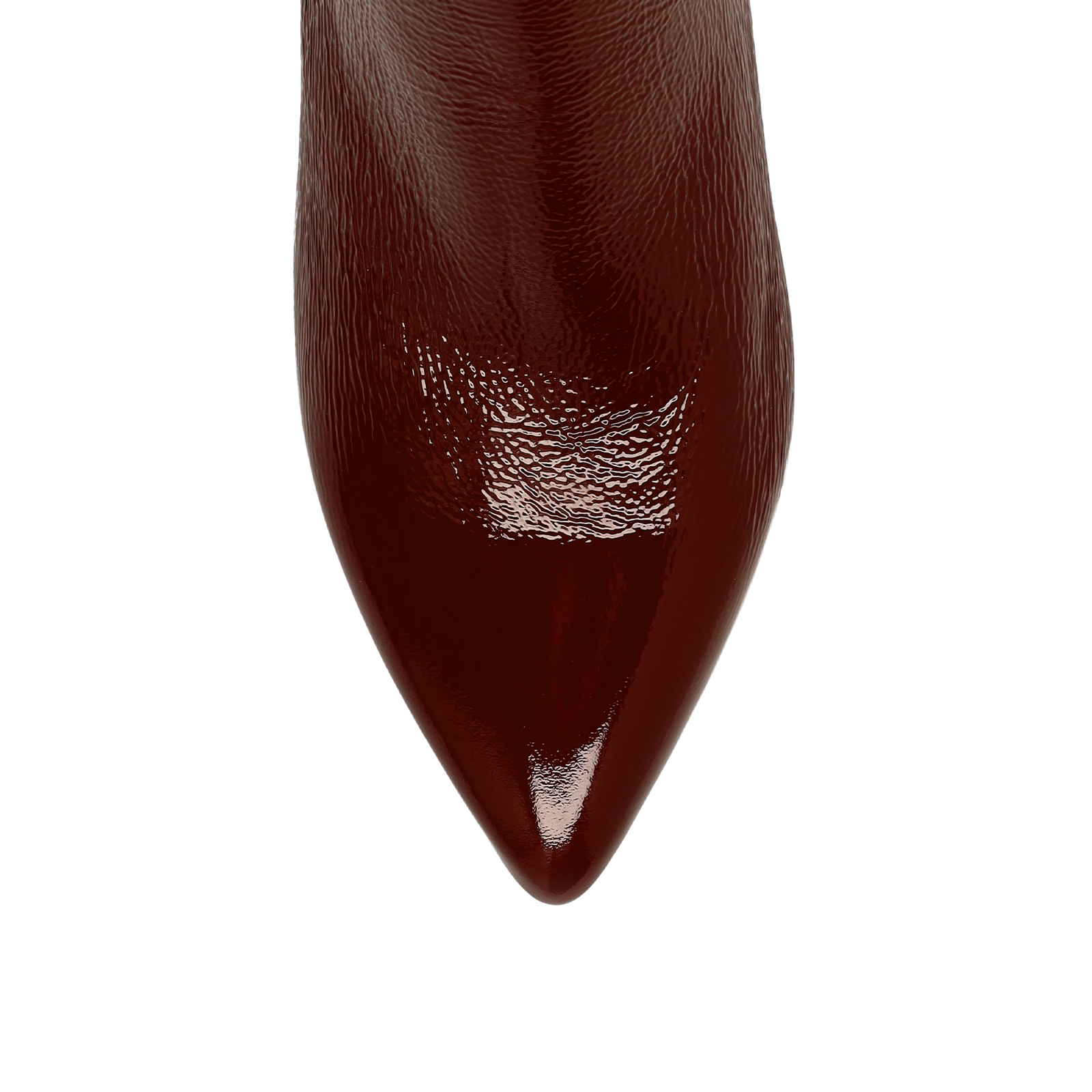 Burgundy lakleren enkellaarsjes met hak
