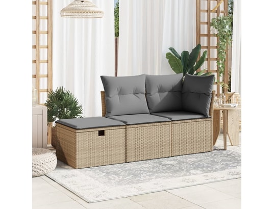 VIDAXL - Pouf Tabouret de jardin avec coussin beige 55x55x37cm résine tres...