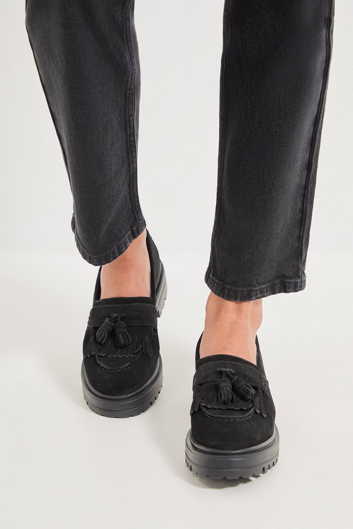 Oasis Mocassins Chunky à Pompons en Daim Brooker