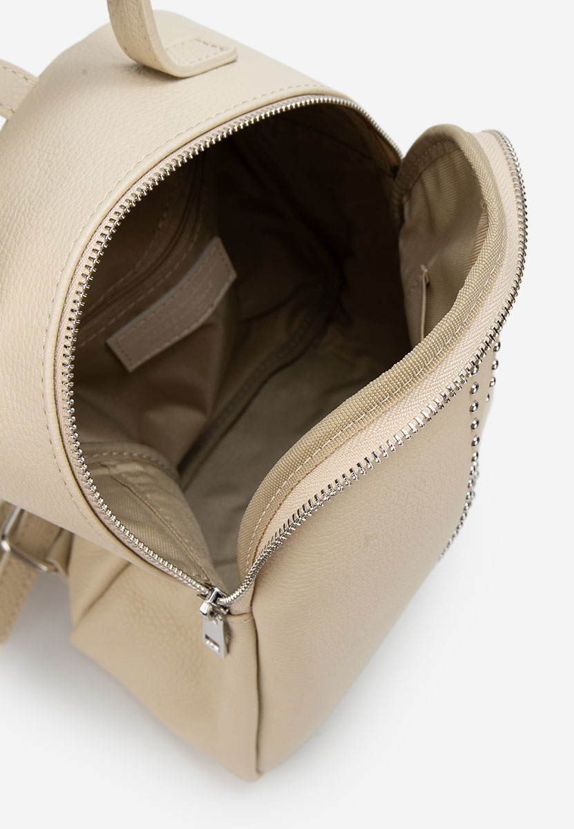 Sac à dos en cuir naturel beige Salonea