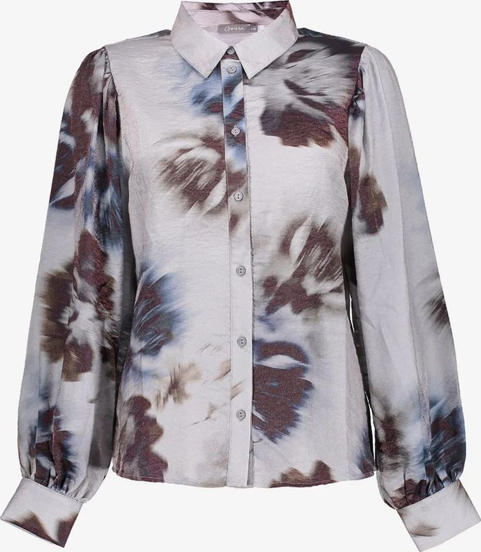 Geisha - Blouse - Grey/blue - Aquarel Bloemenprint - Dames
