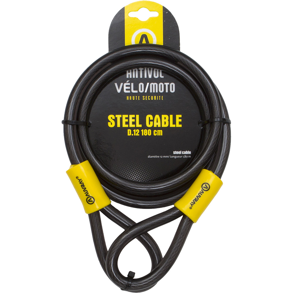 Auvray - Câble Antivol Steelcable 180 cm Noir / Jaune