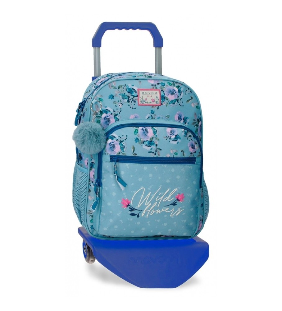 Joumma Bags Mochila MovomWild Flowers con carro azul -30x38x12cm-