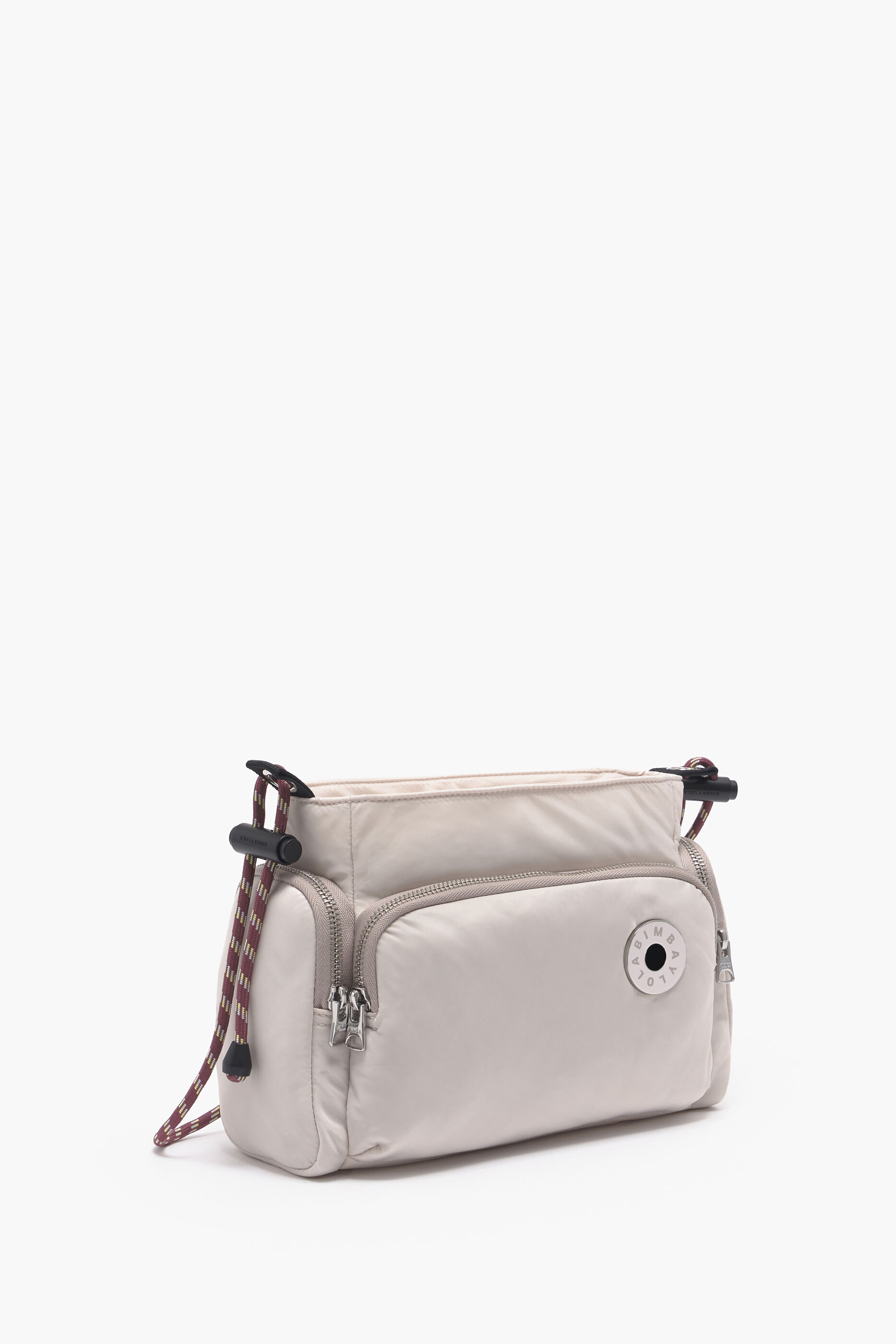 Bolsa de ombro pequena em nylon cor marfim