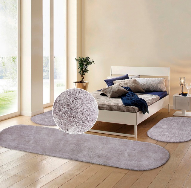 Bruno Banani Hochflor-Bettumrandung »Dana Teppich, Kundenliebling« Höhe 30 mm 3 tlg. unifarben, Mikrofaser, pflegeleicht, Bettvorleger, Schlafzimmer