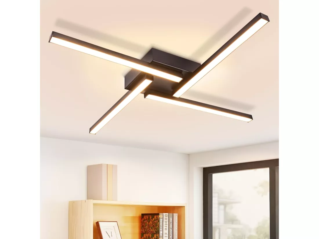 NETTLIFE Plafonnier LED blanc 24W design moderne 3000K blanc chaud