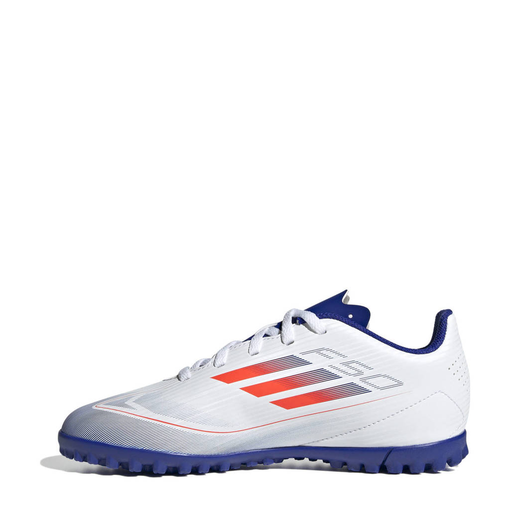 adidas F50 Club junior voetbalschoenen wit/rood/kobaltblauw