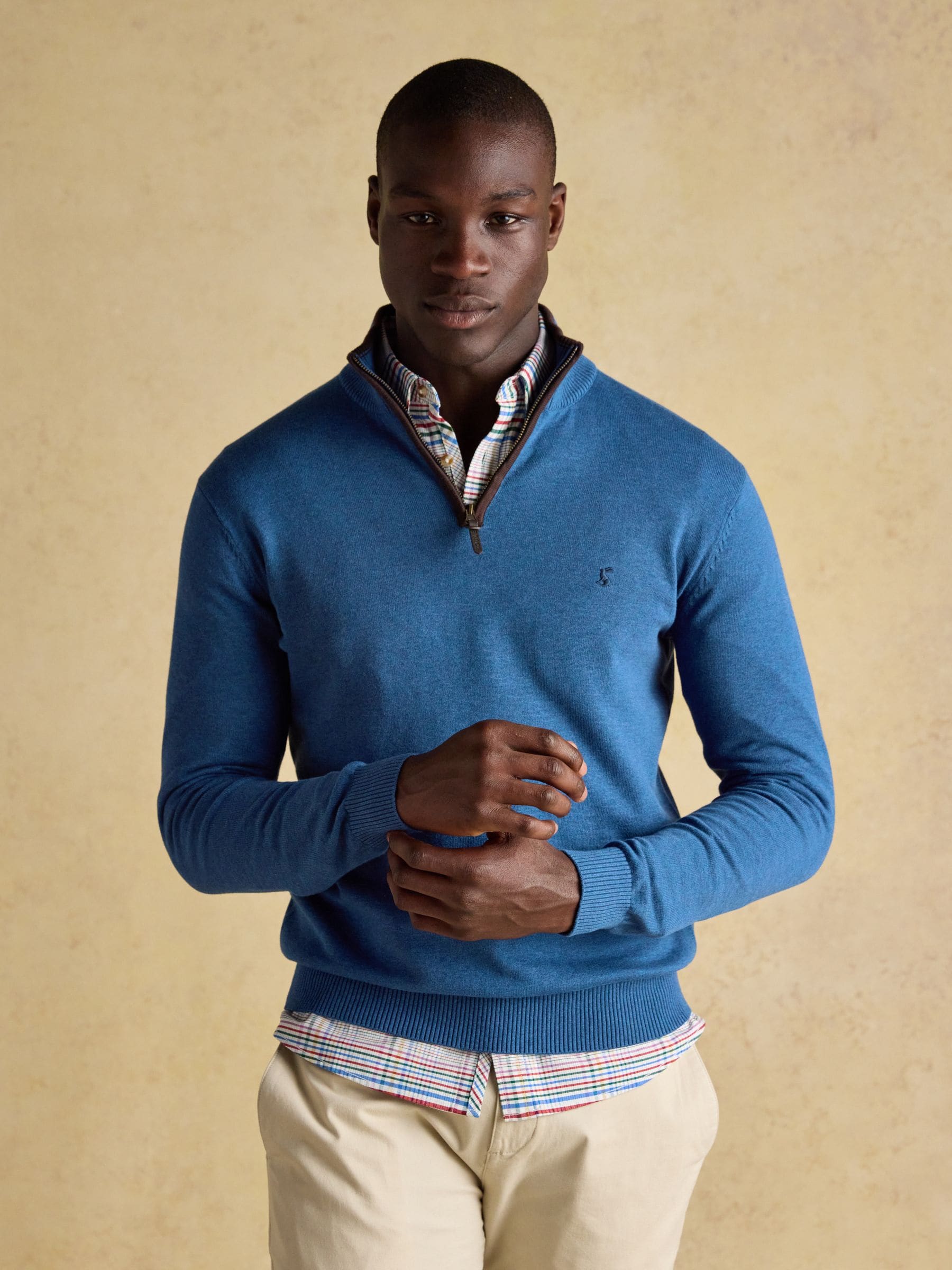 Marineblauw - Joules Hillside Quarter Zip Knitted Jumpers 2 Pack