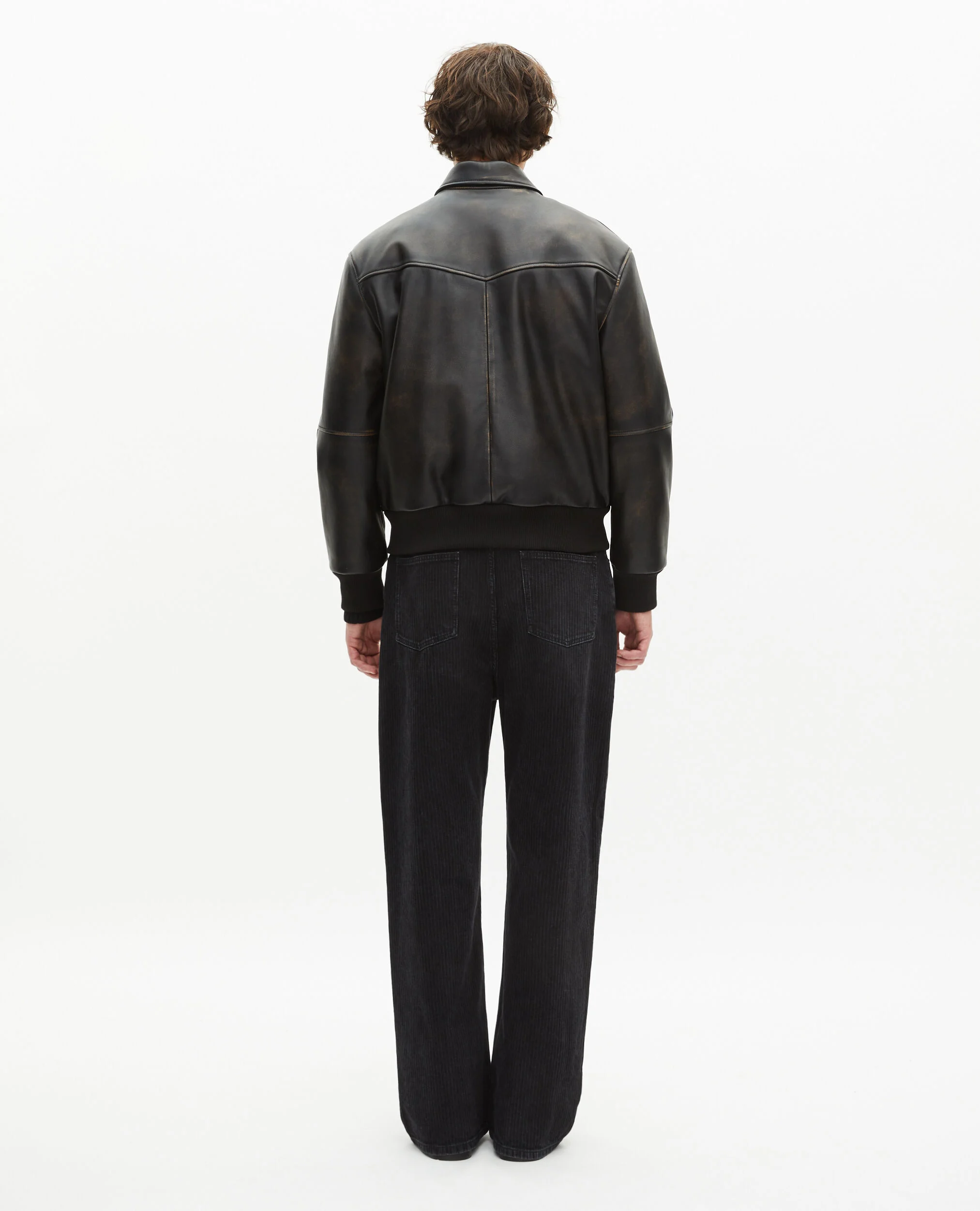 Blouson en cuir marron