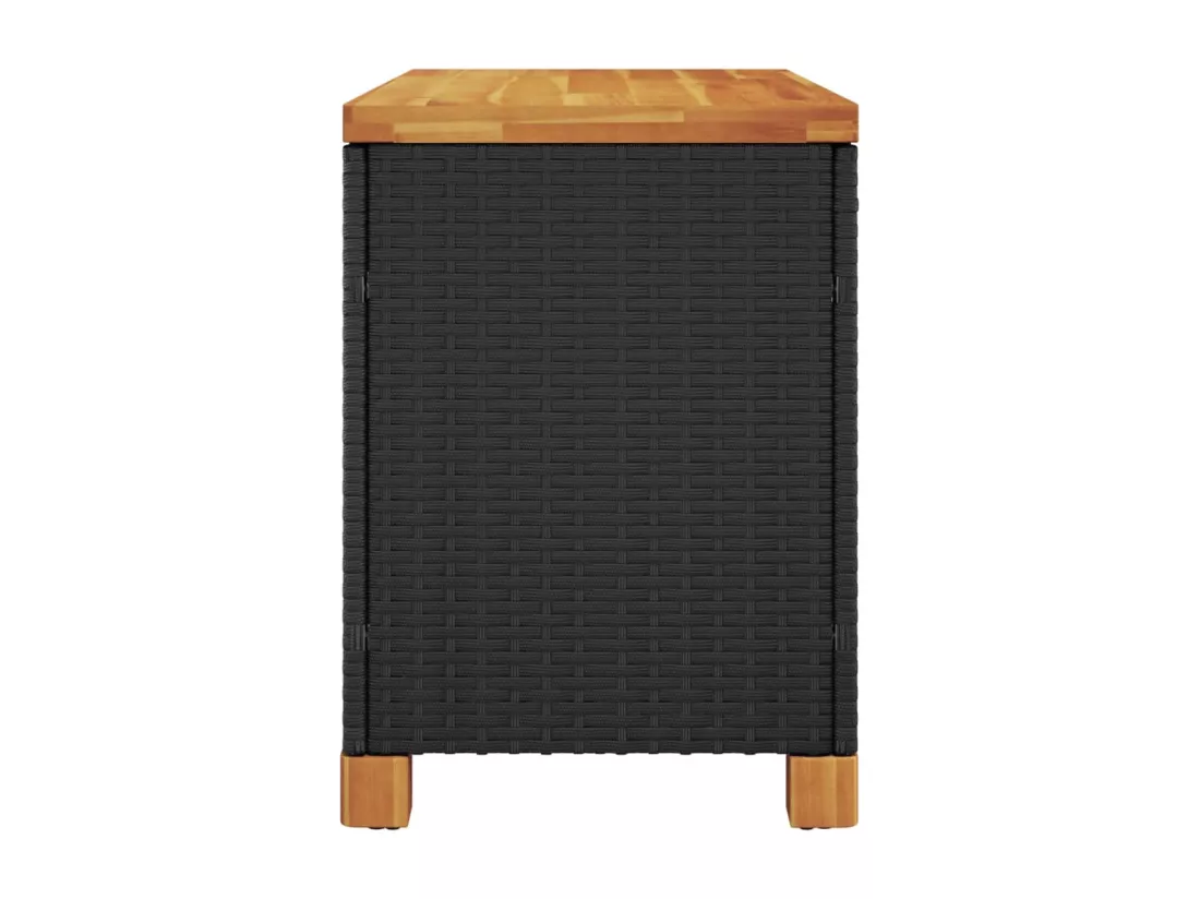 Prolenta Premium - Boîte de rangement de jardin noir résine tressée bois d'acacia