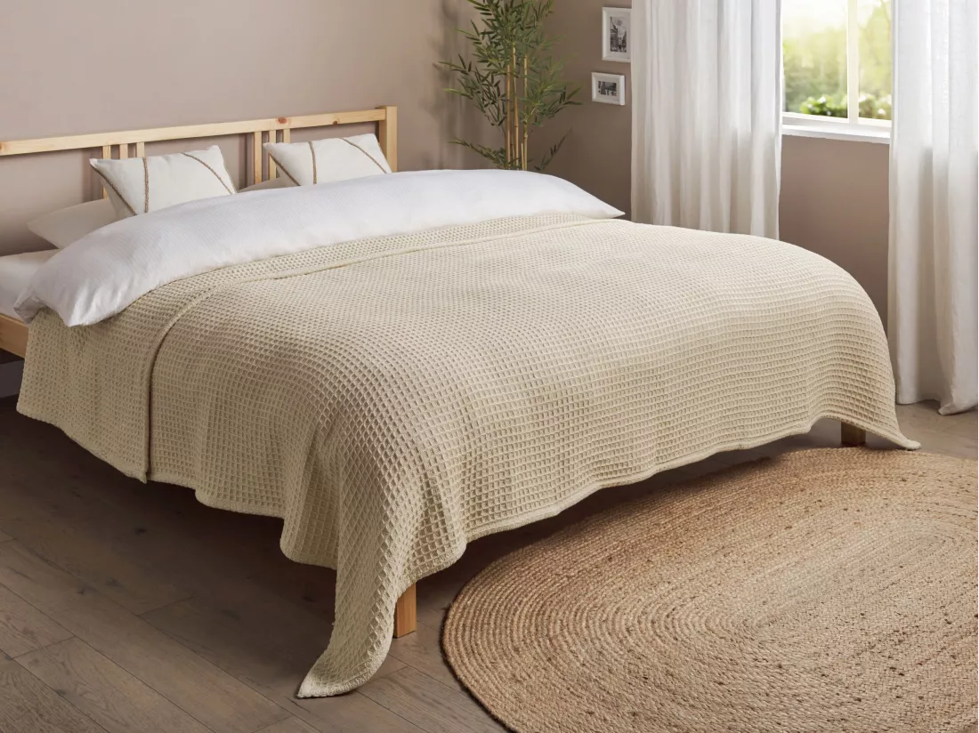 Couvre-lits CHAGYL Coton 220 x 240 cm Beige