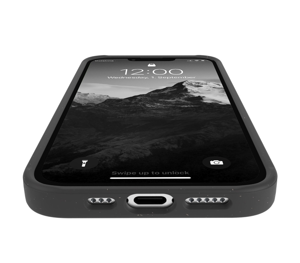 iPhone 14 / iPhone 13 BioCase Antimikrobielle Schutzhülle Vegan Biologisch Abbaubar (ECO648) - Schwarz