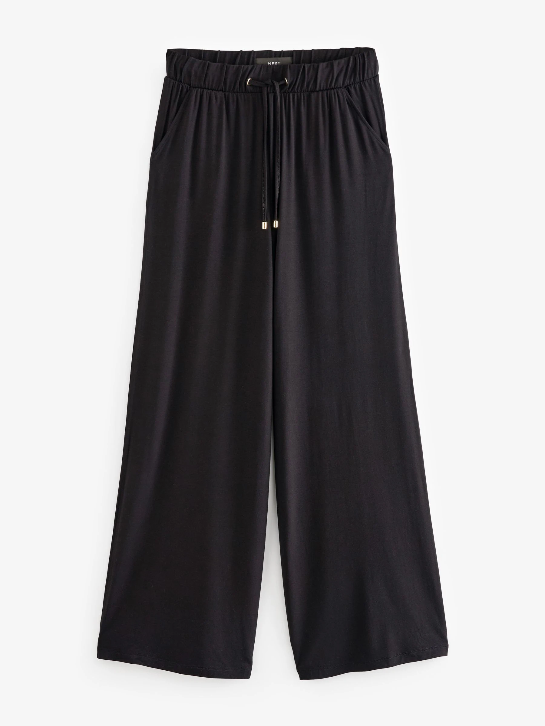 Zwart - Jersey broek met wijde pijpen