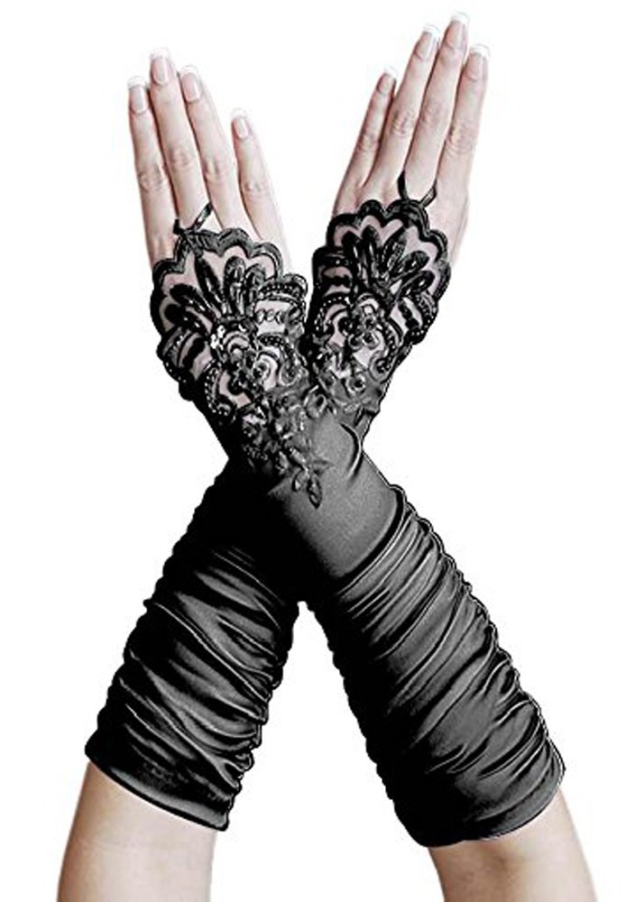 (5-tlg. Set) Fasnachts Kostüm 20er Jahre Verkleidung für Motto Partys / Halloween inkl. Handschuhe / Haarband / Zigarettenhalter