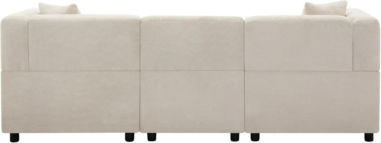 Merax 3-Sitzer Ecksofa mit Stauraum und abnehmbarem Hocker – Modernes L-förmiges Schlafsofa mit 2 Kissen für Wohnzimmer, Büro & kleine Wohnungen