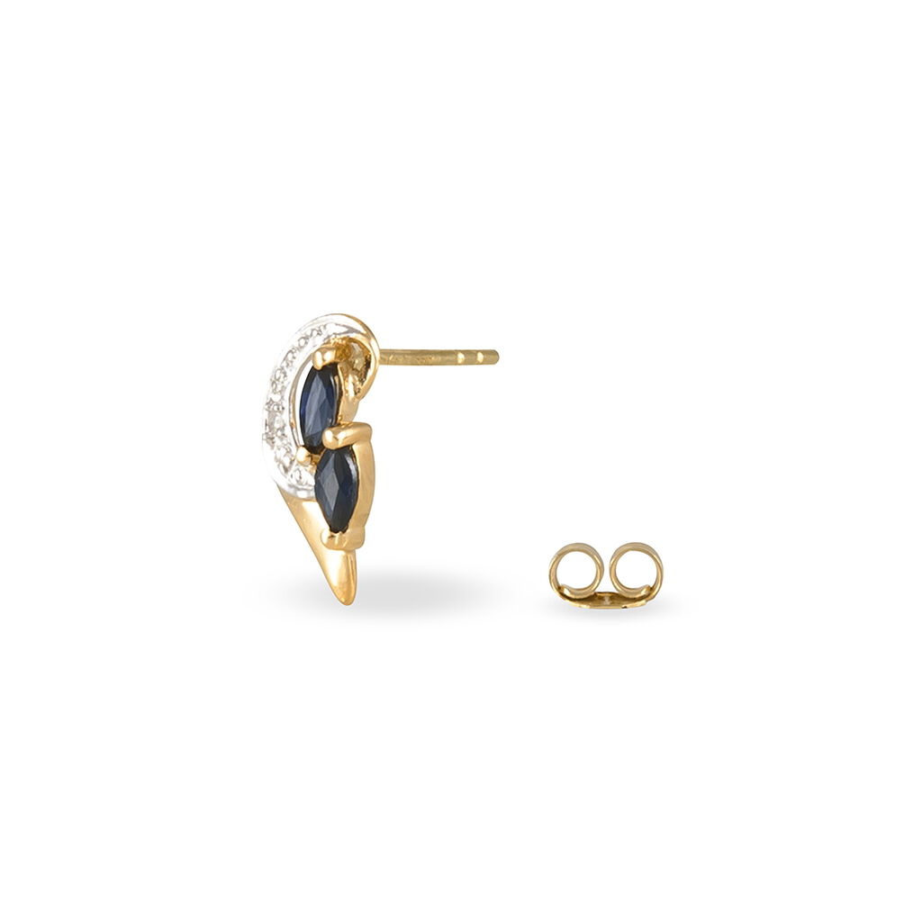 Boucles D'oreilles Puces Sakina Or Jaune Saphir Et Diamant Et Divers