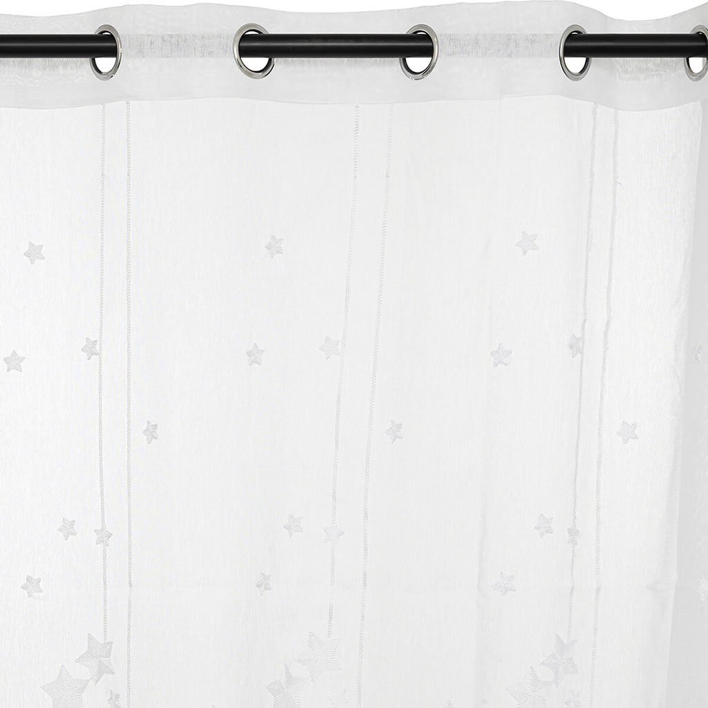 Voilage polyester avec étoiles et lune blanc 140x240cm
