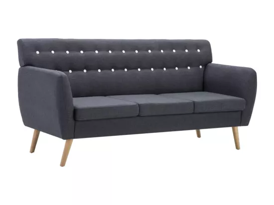 Canapé à 3 places Revêtement en tissu 172x70x82 cm Gris foncé