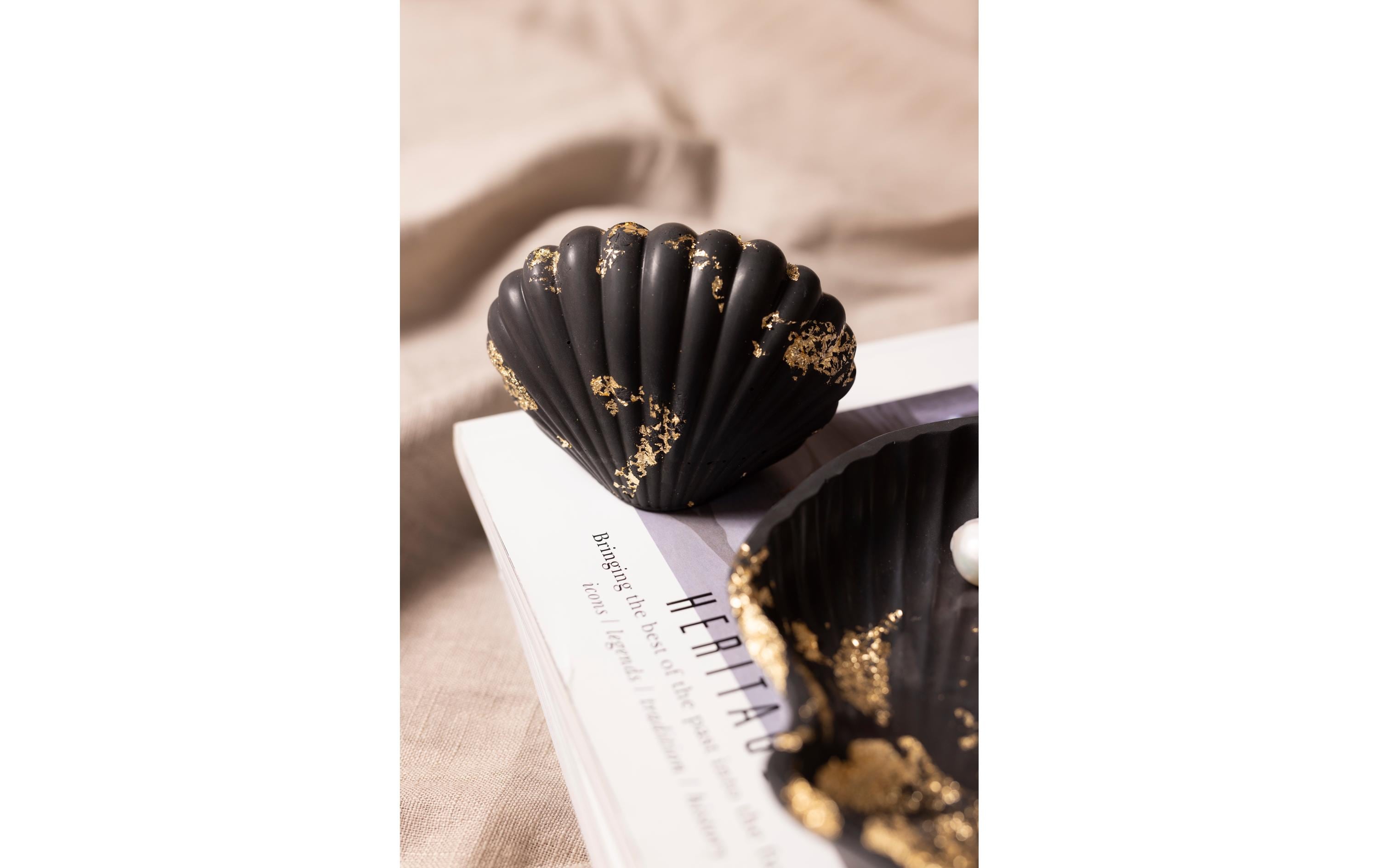 Modellier-Set Schale Muschel, Schwarz, GoldKreativ Set Harzgiessen