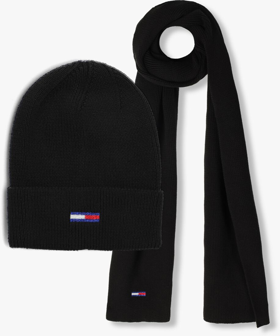 TOMMY HILFIGER zwarte tommy hilfiger muts tjw flag beanie and scarf