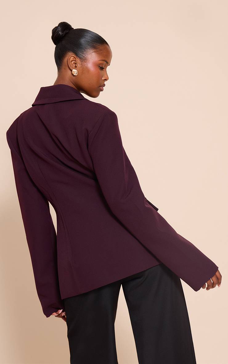 Chocolate Plum Blazer À Taille Cintrée Et Col À Revers Pointus