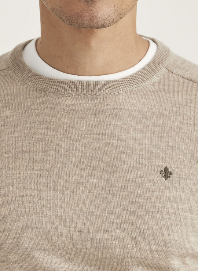 Morris Stockholm Merino Cable Oneck / 05 Khaki / S Khaki